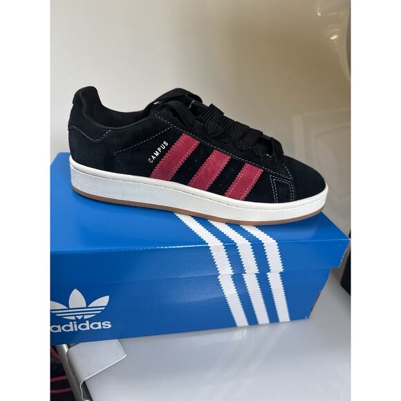 Adidas campus black With Dark Pink Stripe Size 8 Men 9 Women - Picture 5 of 11